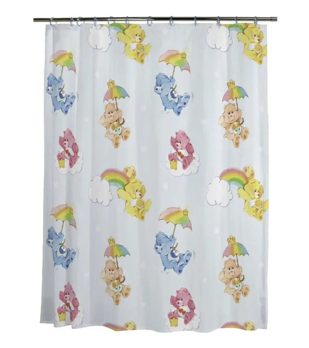 Care Bears 13-Piece Shower Curtain Set, 70 x 72 Inch Fabric Curtain with Hooks
